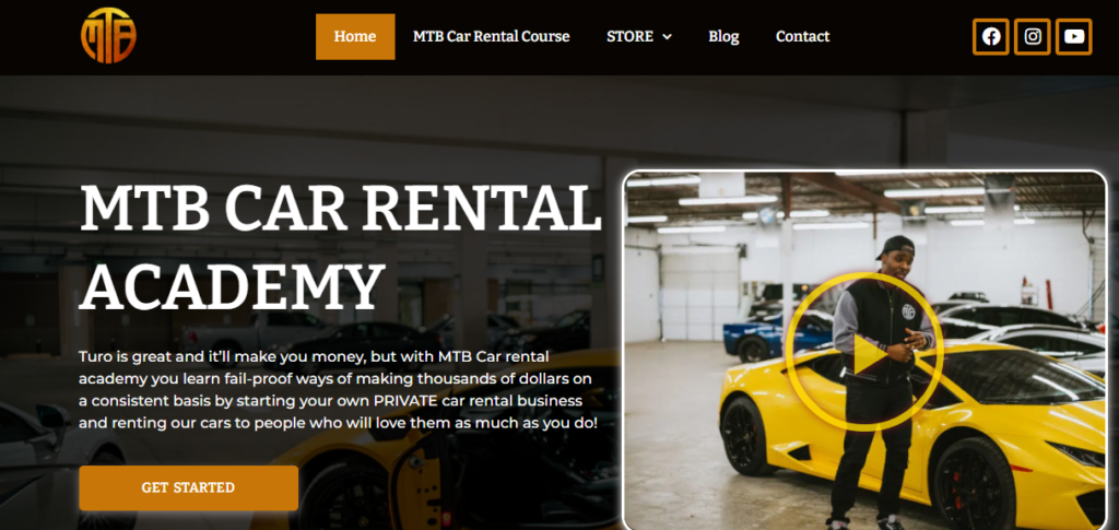 this is an example of mtb car rental website
